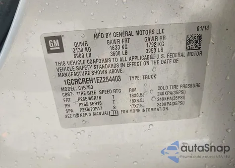 2014 Chevrolet Silverado C1500 Lt from USA, damaged, VIN 1GCRCREH1EZ254403